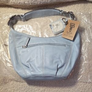 Tignanello Sky Blue Leather Hobo Bag